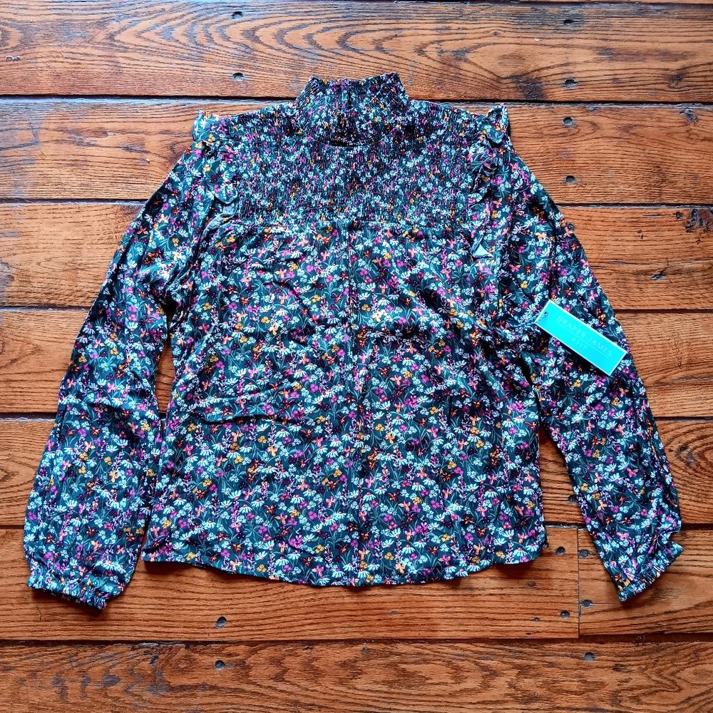 Floral Women's Top High Neck Long-Sleeved XS Draper James, Super Cute!! NWT